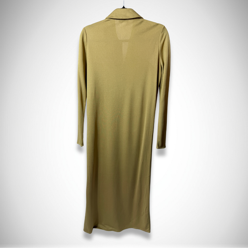 Gucci by Tom Ford Rare Vintage Ribbed Knit Maxi Shirt Dress in Olive Chartreuse alternate view