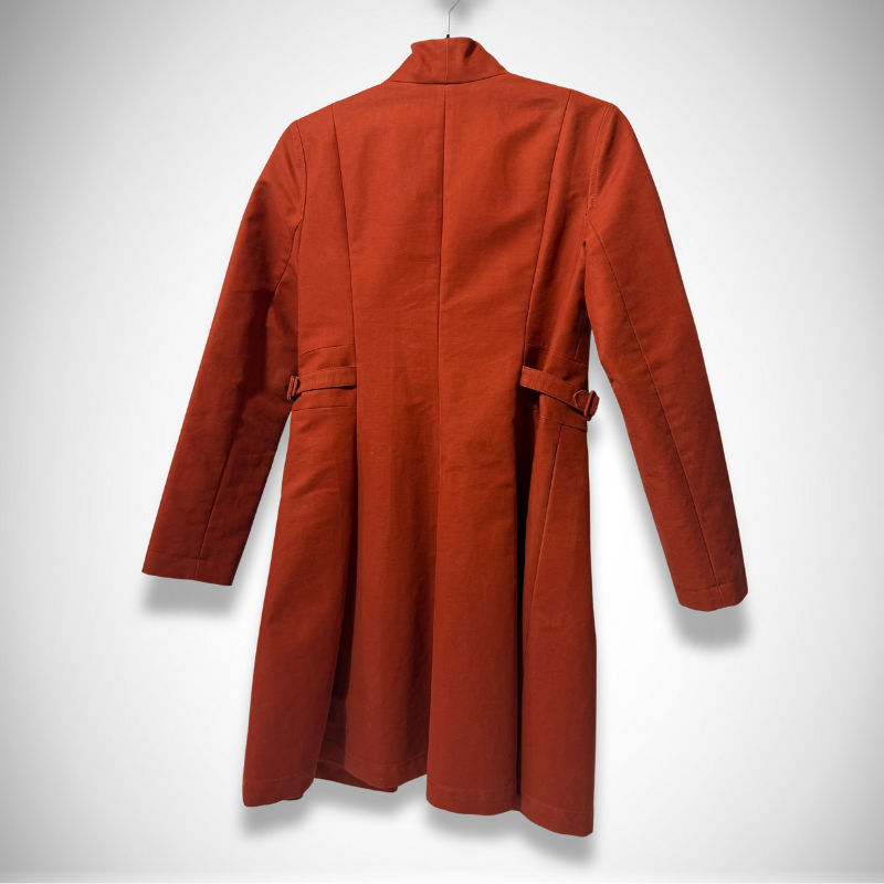 See by Chloé Rare Vintage Cut-Out High-Neck Double-Breasted Cotton Trench Coat in Rust Terracotta thumbnail
