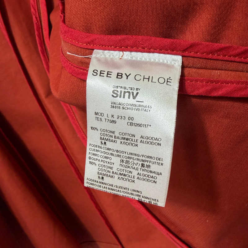 See by Chloé Rare Vintage Cut-Out High-Neck Double-Breasted Cotton Trench Coat in Rust Terracotta thumbnail