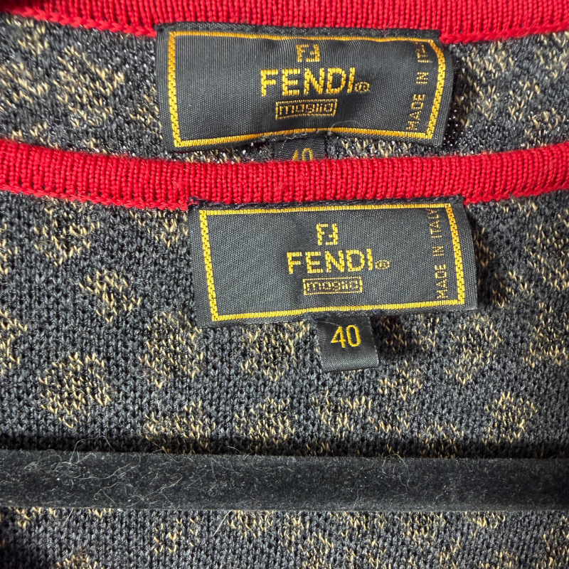 Fendi Vintage Maglia Leopard Metallic Knit Twin Set Cardigan & Shell Top alternate view