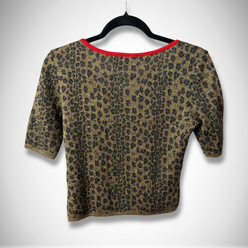 Fendi Vintage Maglia Leopard Metallic Knit Twin Set Cardigan & Shell Top thumbnail