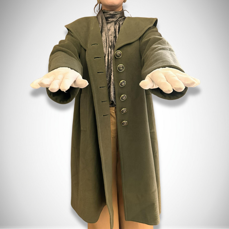 Christian Dior Vintage Olive Green Wool Shawl Collar Coat with CD Logo Buttons thumbnail