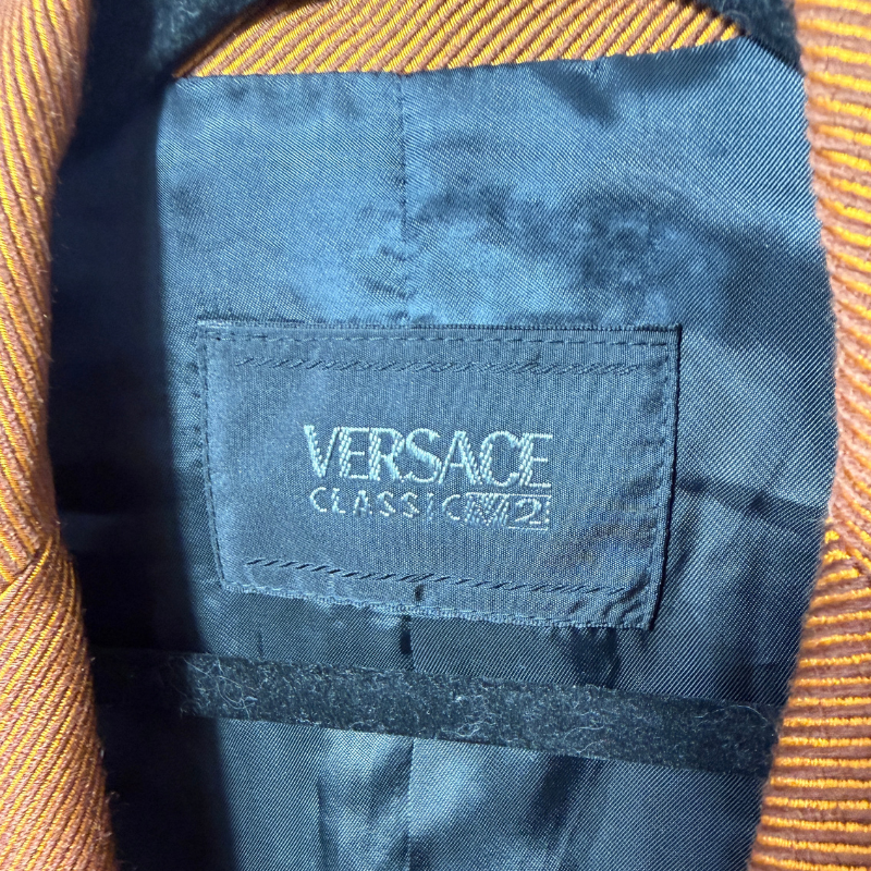 Versace Vintage Classic V2 Bronze Orange Twill Cappotto Coat alternate view