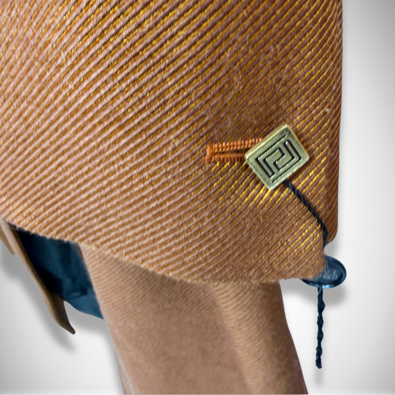 Versace Vintage Classic V2 Bronze Orange Twill Cappotto Coat thumbnail