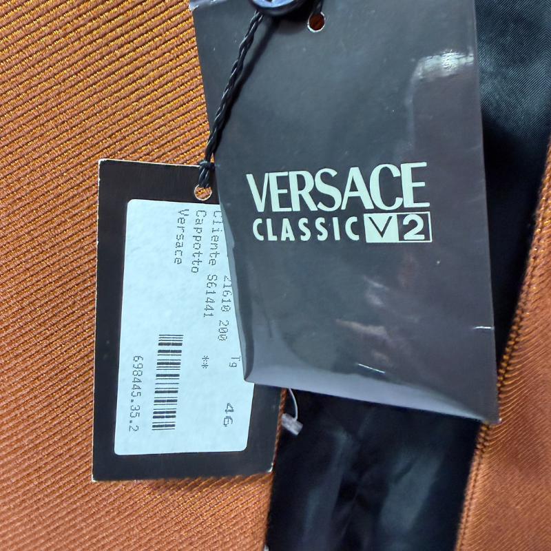 Versace Vintage Classic V2 Bronze Orange Twill Cappotto Coat thumbnail