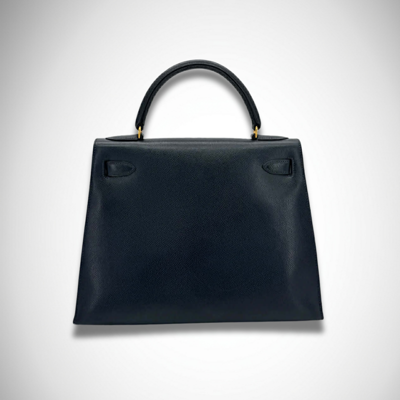 Hermès Vintage Kelly 28 in Deep Navy Epsom Leather with Gold Hardware Shoulder Strap alternate view