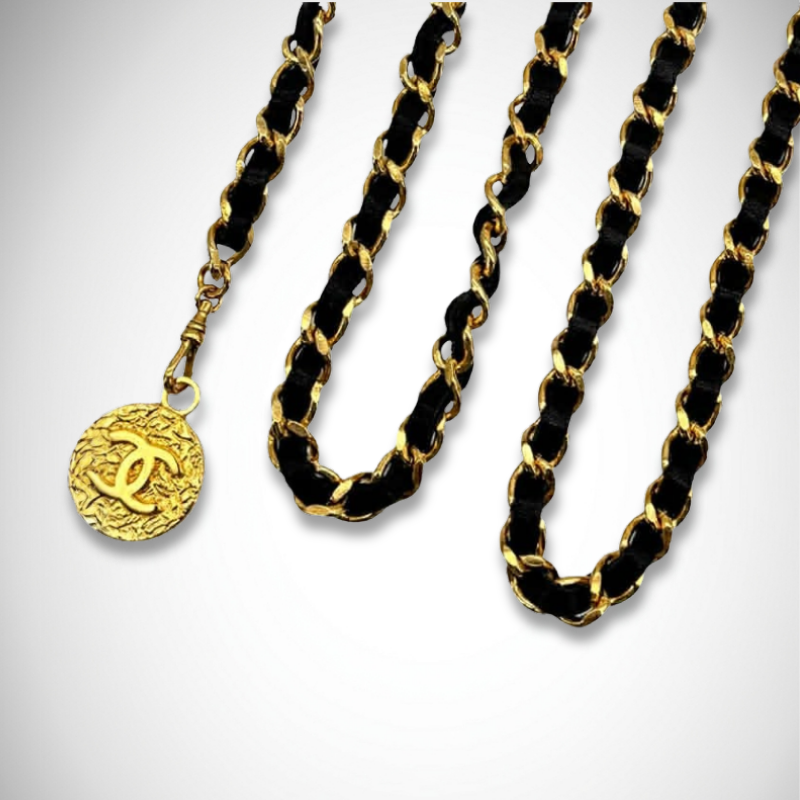 Chanel Vintage Interwoven Leather CC Medallion Chain Belt alternate view