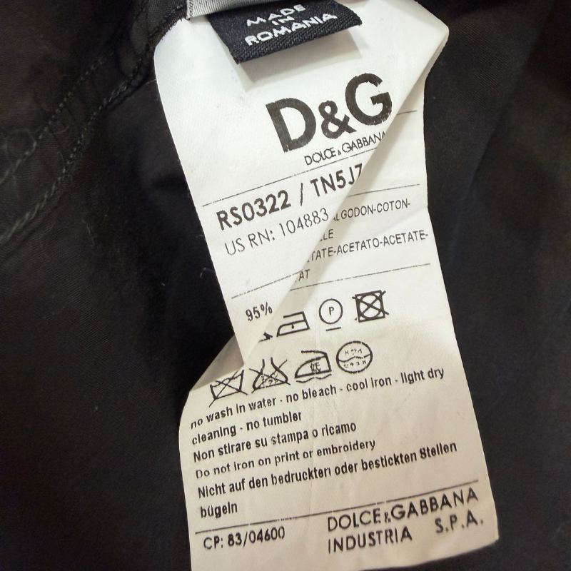 D&G Dolce & Gabbana Vintage Slim-Fit Ruched Placket Dress Shirt in Dark Grey thumbnail