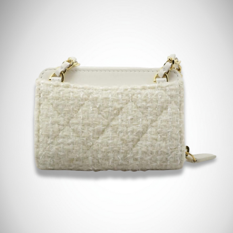 Chanel Beauté Rare VIP Wallet on Chain Bow White Tweed Gold Hardware alternate view