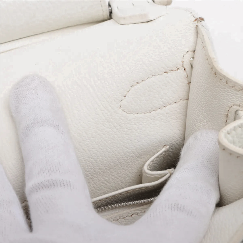Hermès Jypsière 28 White Taurillon Clemence Leather Palladium Hardware thumbnail