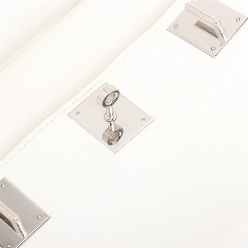 Hermès Jypsière 28 White Taurillon Clemence Leather Palladium Hardware thumbnail