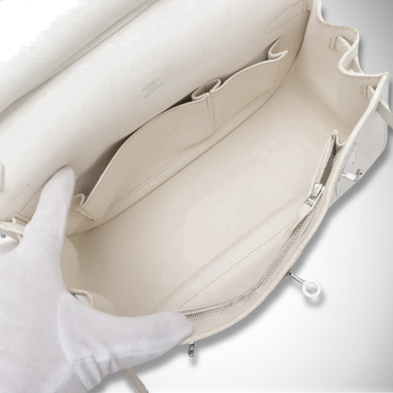 Hermès Jypsière 28 White Taurillon Clemence Leather Palladium Hardware thumbnail