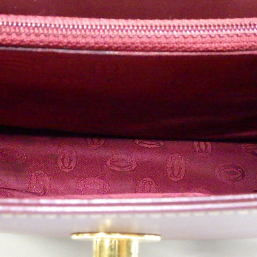 Cartier Vintage Must de Cartier Oval Flap Shoulder Bag in Burgundy thumbnail