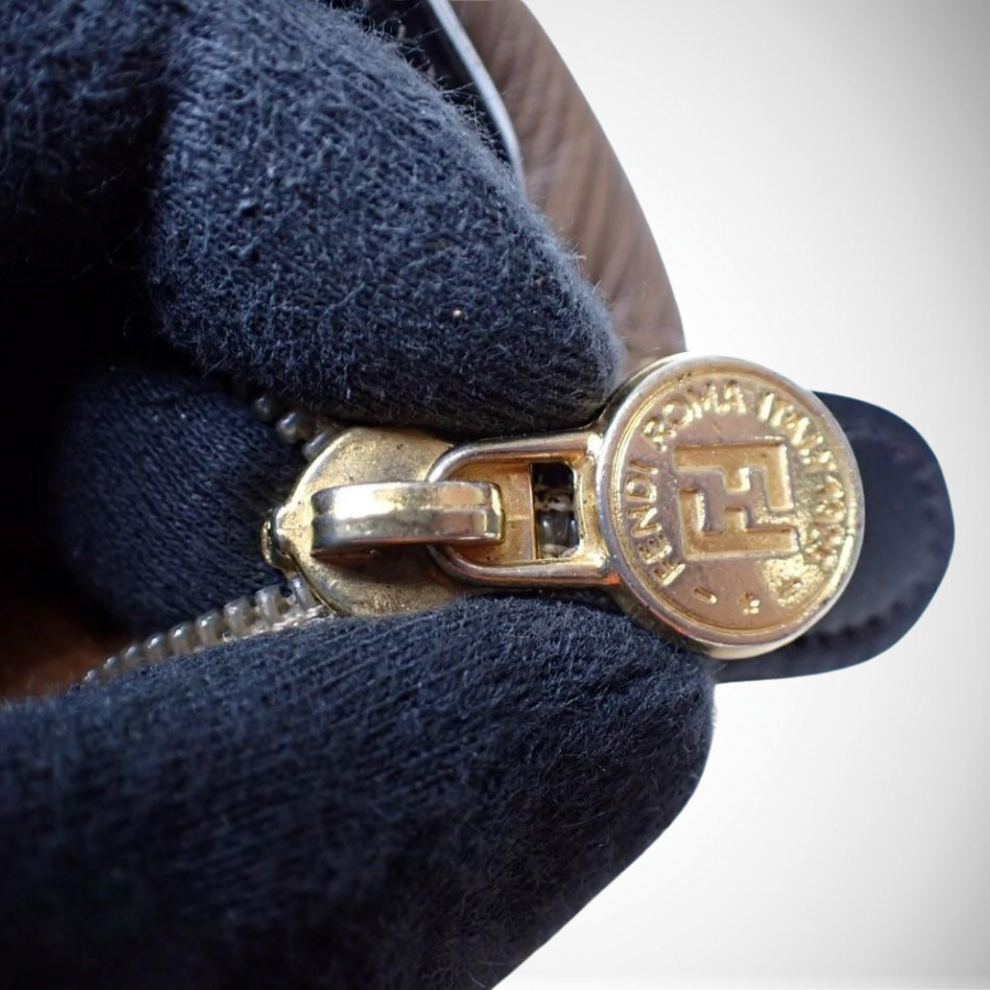 Fendi Vintage FF Logo Textured Leather Handbag thumbnail