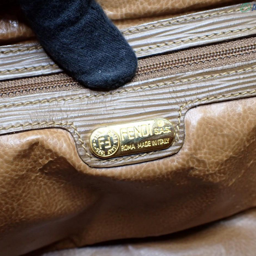Fendi Vintage FF Logo Textured Leather Handbag thumbnail