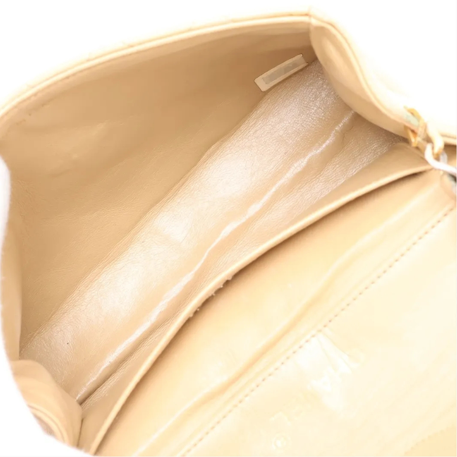Chanel Rare Vintage Quilted Lambskin Mini Classic Single Flap Bag in Beige Gold Hardware thumbnail
