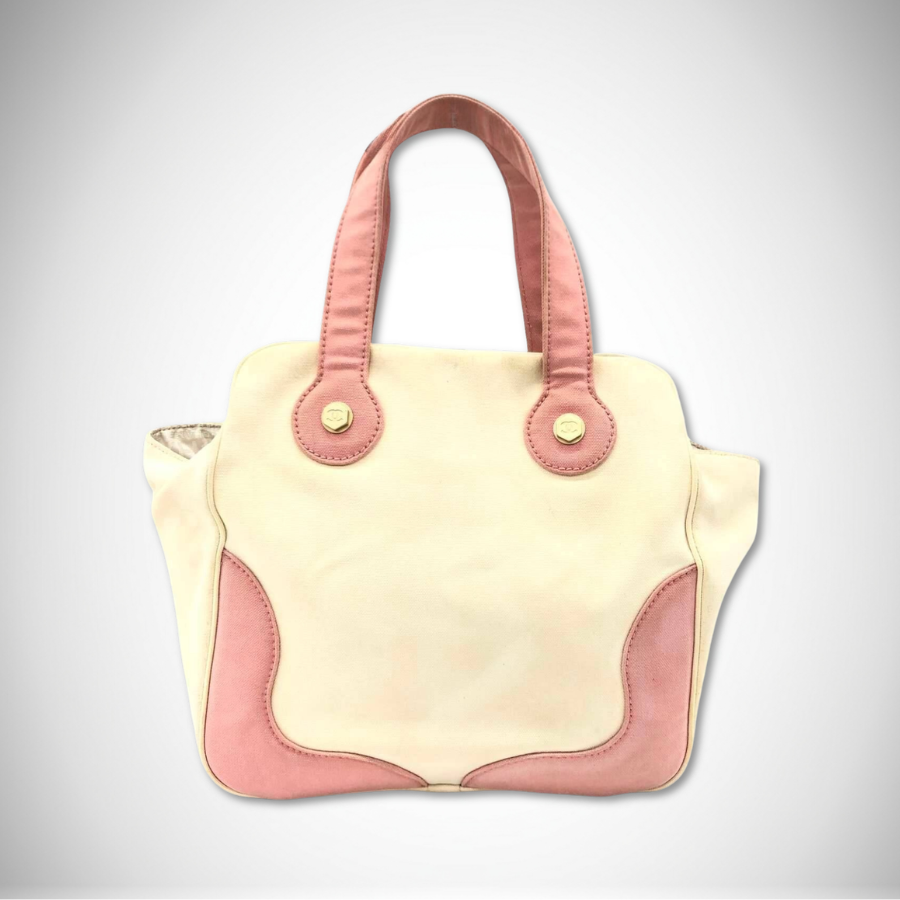 Chanel Canvas Marshmallow Coco Mark Tote Bag Soft Pink/White alternate view