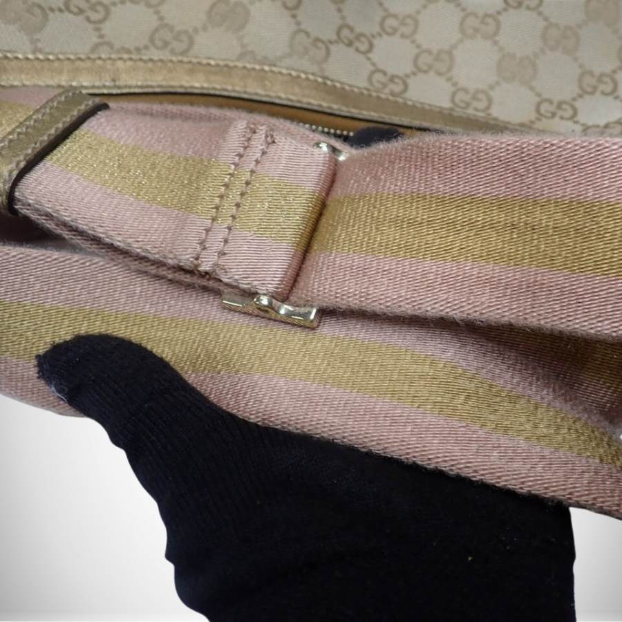 Gucci Vintage Archival GG Canvas Sherry Line Shoulder Bag Pink/Beige thumbnail