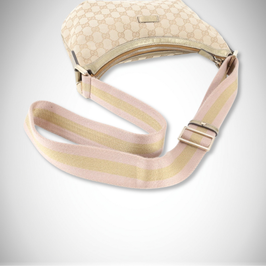Gucci Vintage Archival GG Canvas Sherry Line Shoulder Bag Pink/Beige thumbnail
