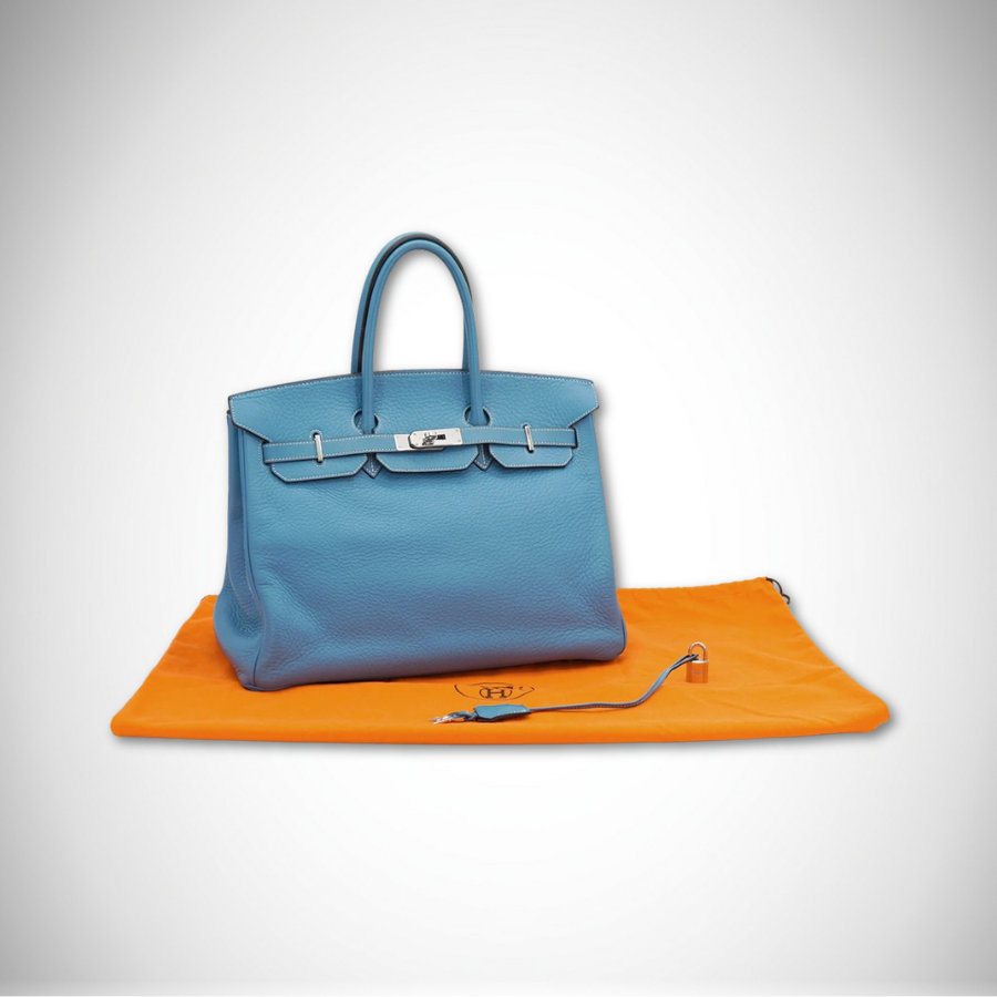 Hermès Birkin 35 Blue Jean Taurillon Clemence Palladium Hardware PHW ◻G (2003) alternate view