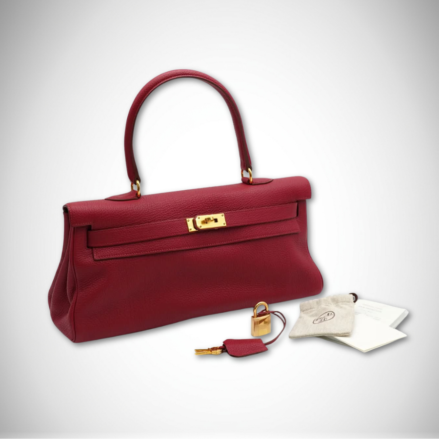 Hermès Shoulder Kelly 42 in Rubis Taurillon Clemence Leather Gold Hardware Square O stamp (2011) alternate view
