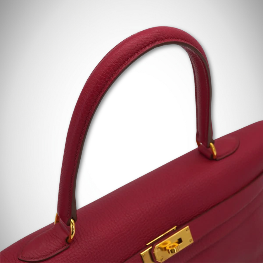 Hermès Shoulder Kelly 42 in Rubis Taurillon Clemence Leather Gold Hardware Square O stamp (2011) thumbnail