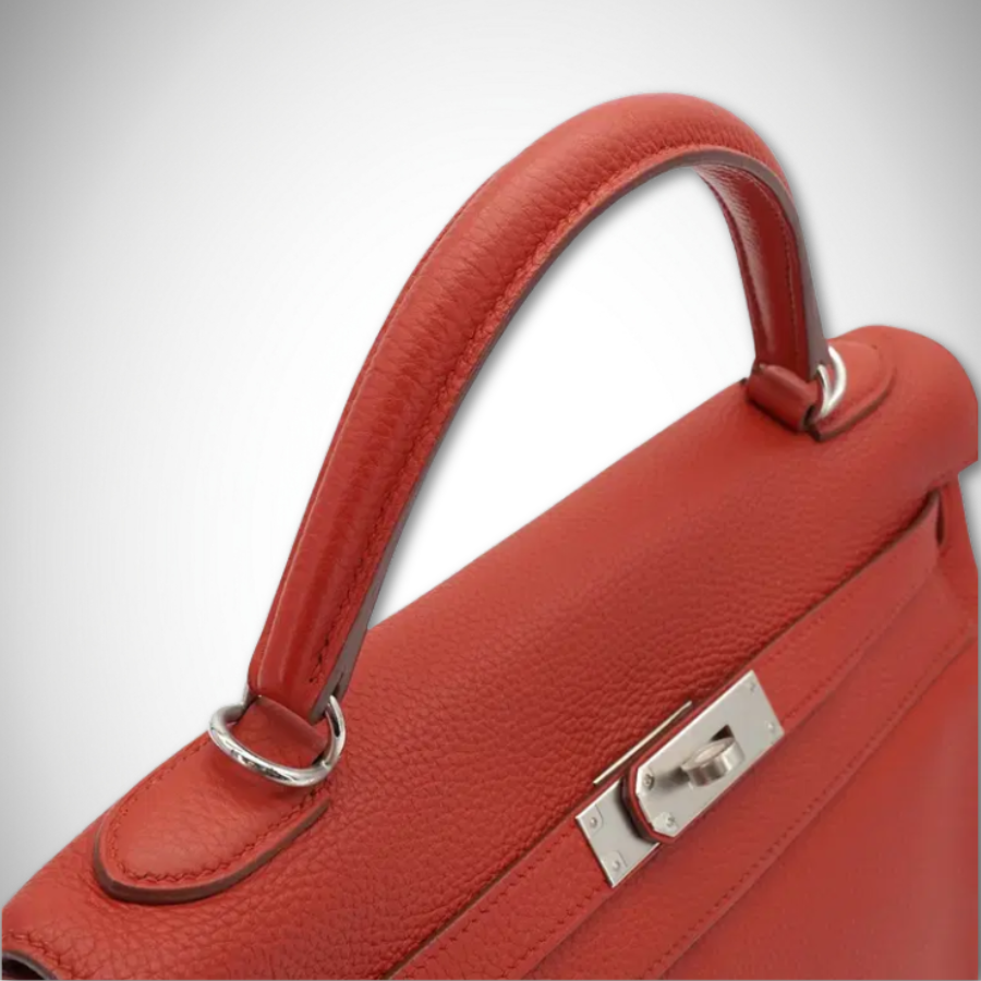 Hermès Kelly 32 Retourne Rouge Garance Togo Palladium Hardware Square Q (2013) alternate view