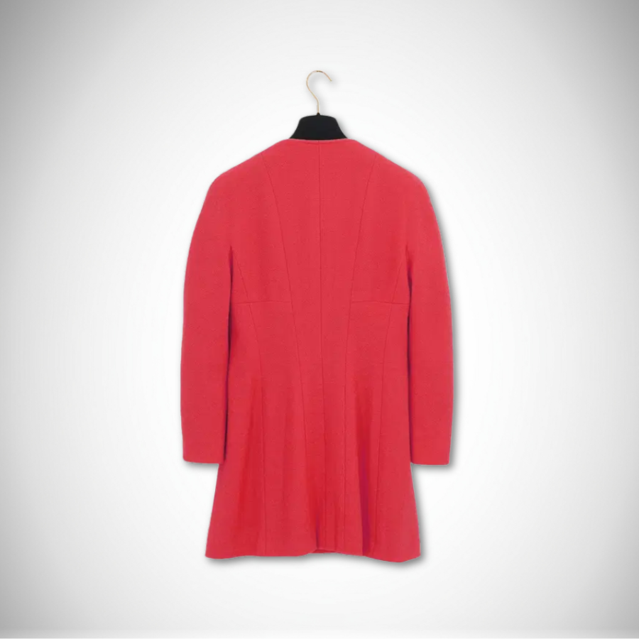 Chanel Vintage Red Wool Coco Button Tweed Coat 1996 (Size 40) thumbnail