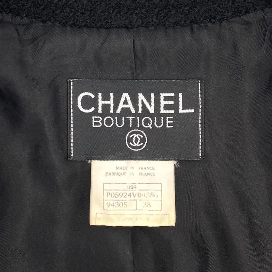 Chanel Vintage Black Wool 1995 Runway Logo Coco Button Tweed Jacket – FR 38 thumbnail