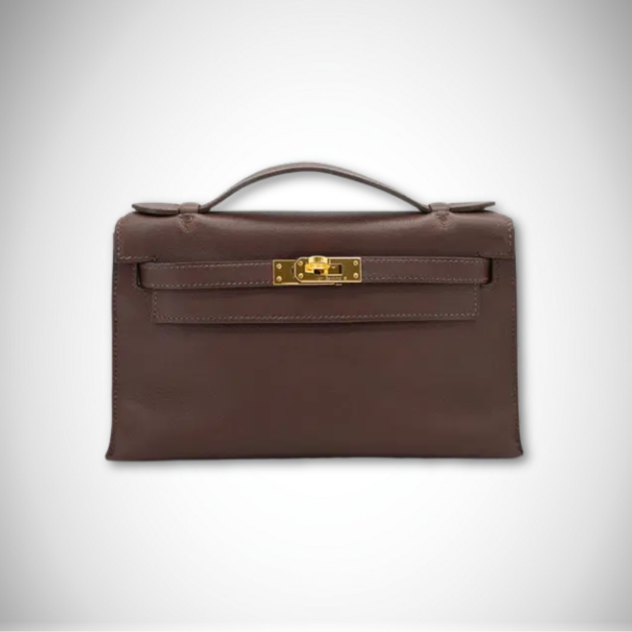 Hermès Kelly Pochette Sellier Havane Evergrain Palladium Hardware Square J (2006) alternate view