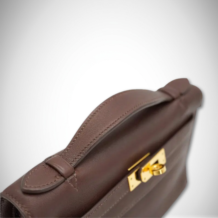 Hermès Kelly Pochette Sellier Havane Evergrain Palladium Hardware Square J (2006) thumbnail