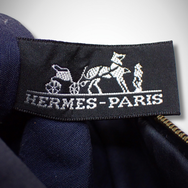 Hermès Bolide Pouch in Navy Blue and Brown thumbnail