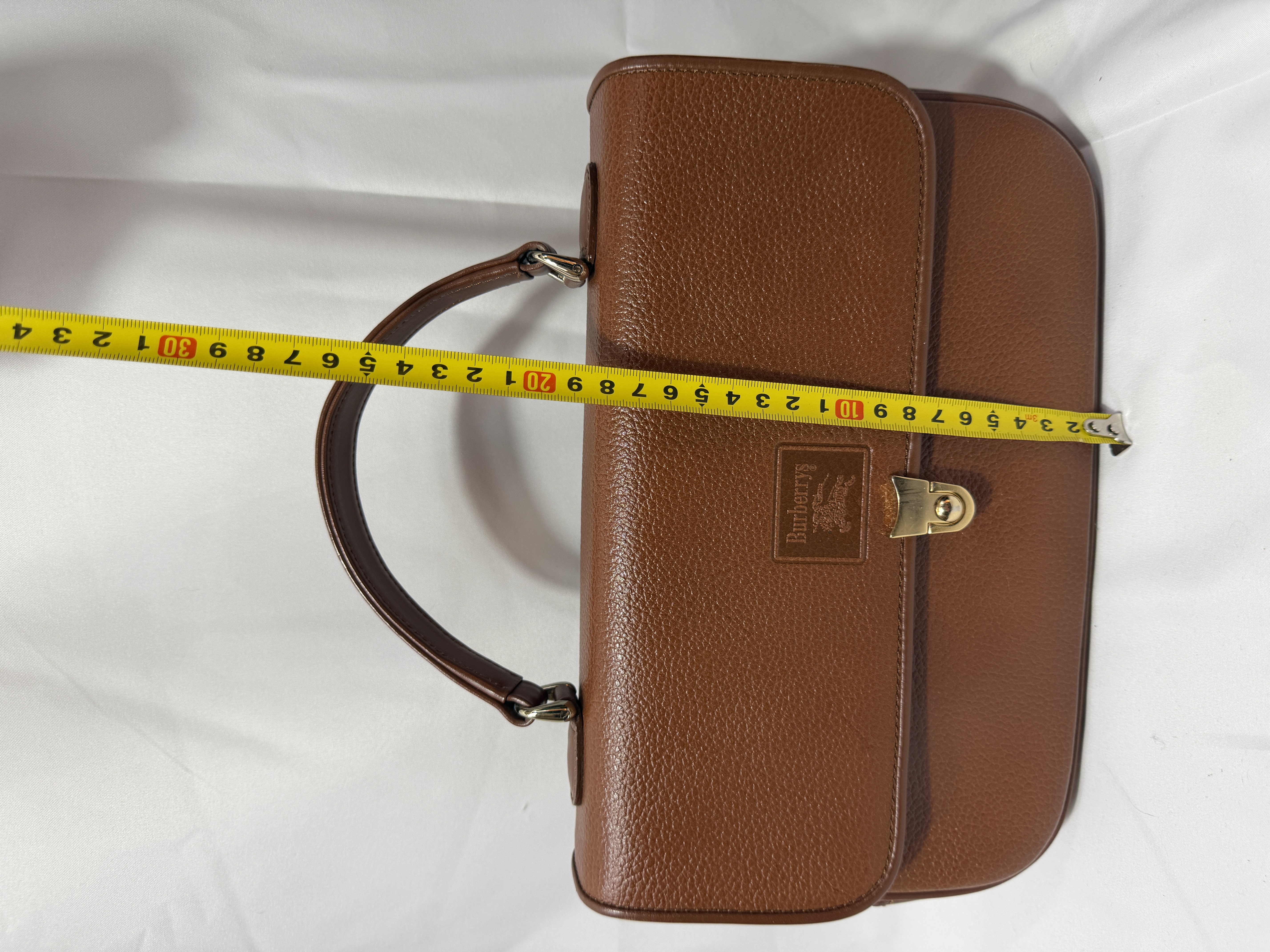 Burberrys Vintage Pebbled Leather Flap Top Handle Bag thumbnail