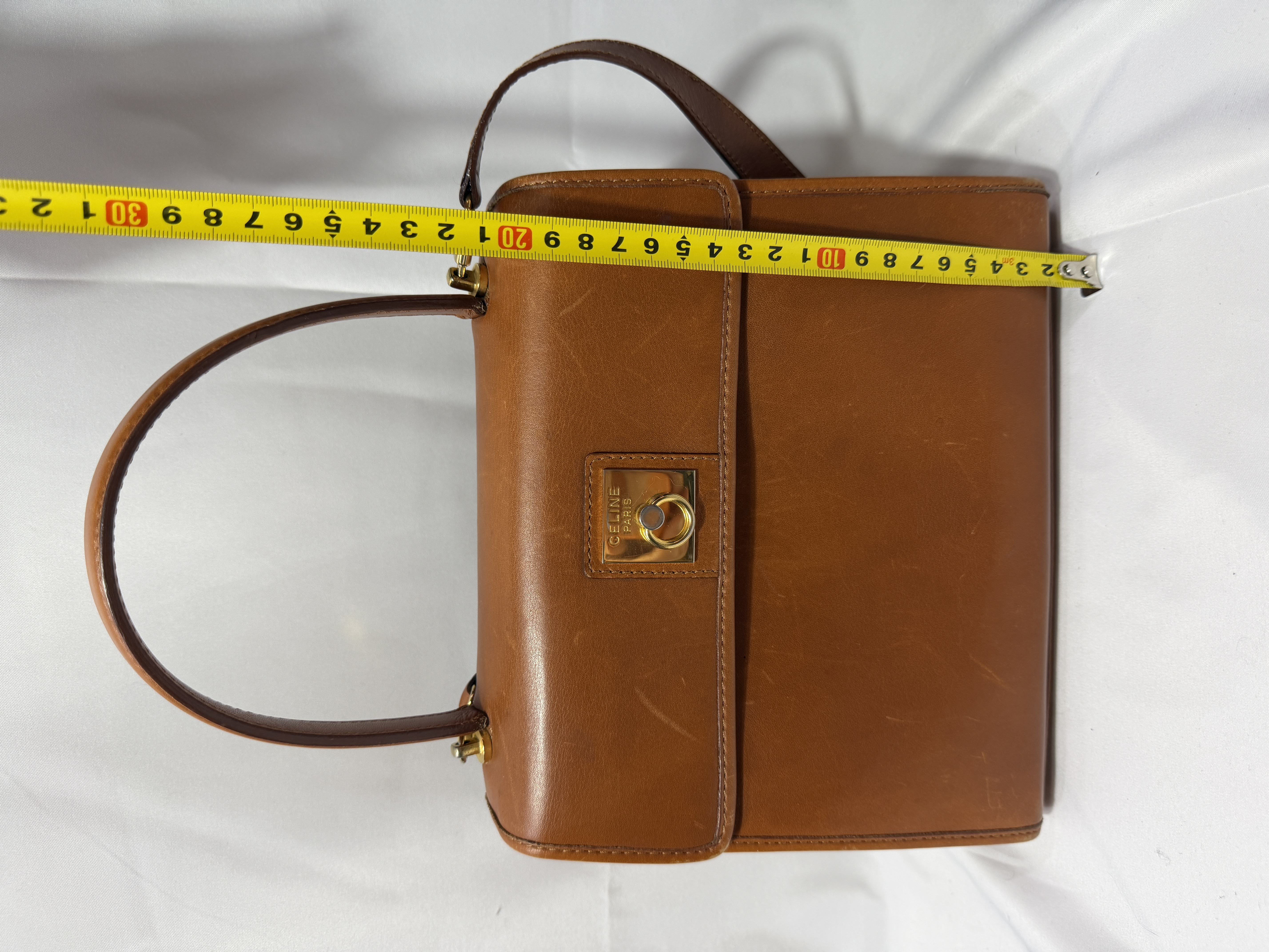 Celine Vintage Box Leather Ring Clasp Top Handle Bag thumbnail