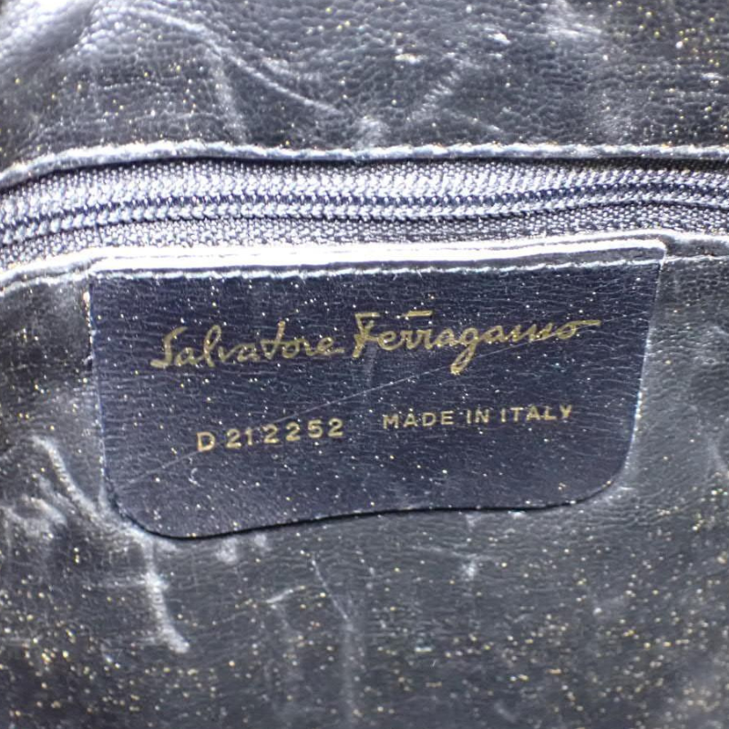 Vintage Ferragamo Vara Croc-Embossed Leather Half-Moon Crossbody Bag thumbnail