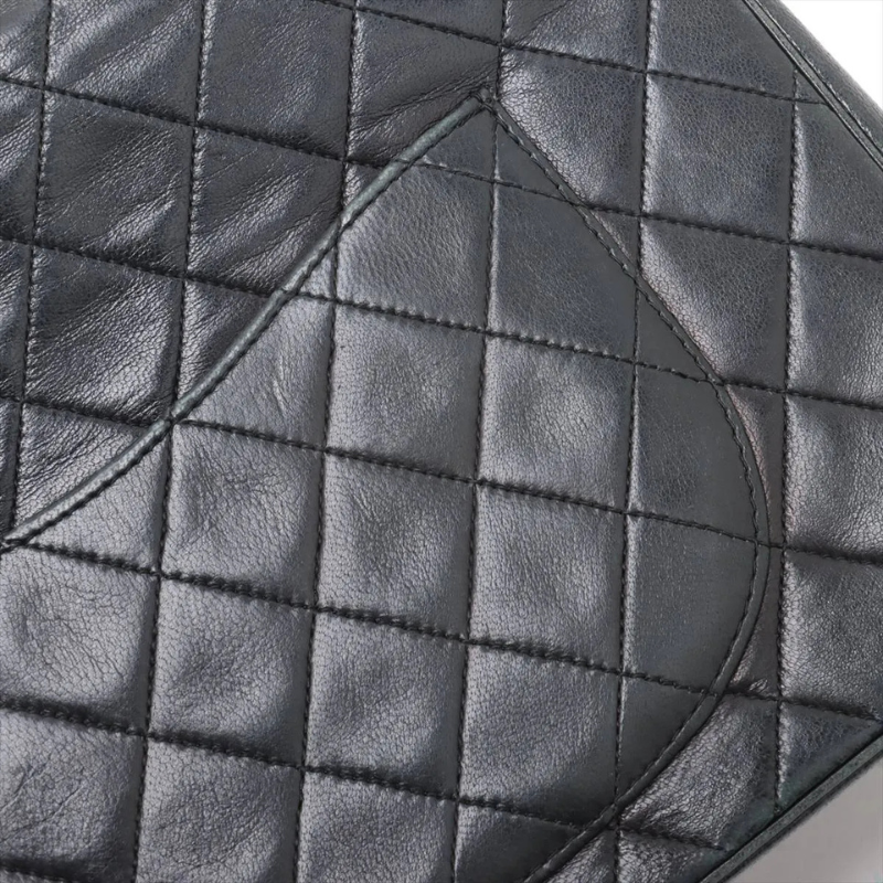 Chanel Matelassé Lambskin Double Flap Double Chain Bag Black Gold Metal Fittings thumbnail