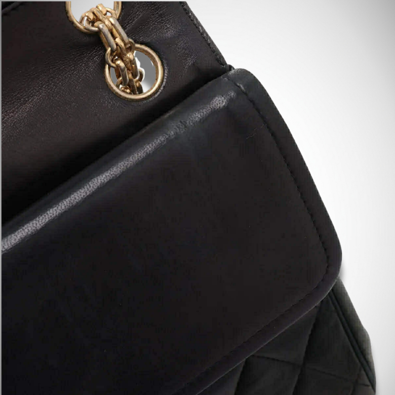 Chanel Matelassé Lambskin Double Flap Double Chain Bag Black Gold Metal Fittings thumbnail