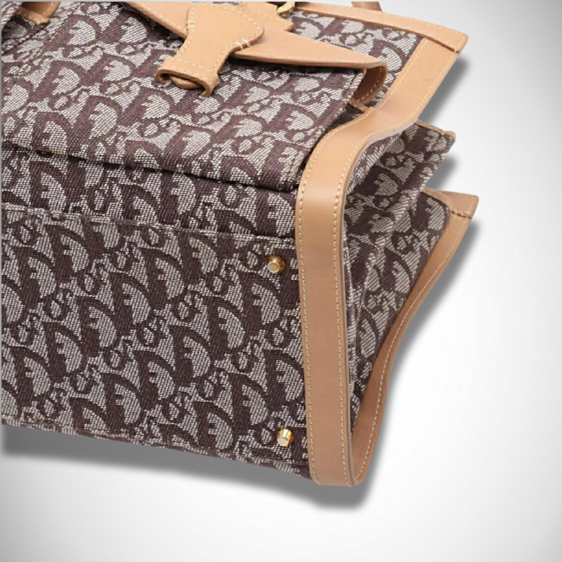 Christian Dior Diorissimo Trotter Canvas Double Pocket Tote Bag Brown thumbnail