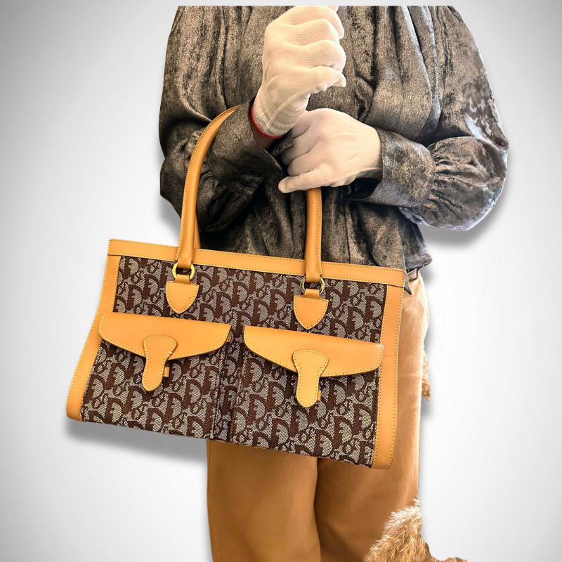 Christian Dior Vintage Diorissimo Trotter Canvas Double Pocket Tote Bag thumbnail