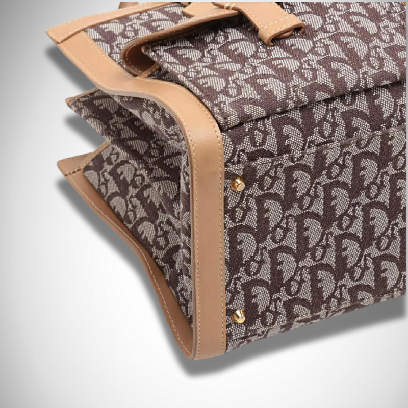 Christian Dior Diorissimo Trotter Canvas Double Pocket Tote Bag Brown thumbnail