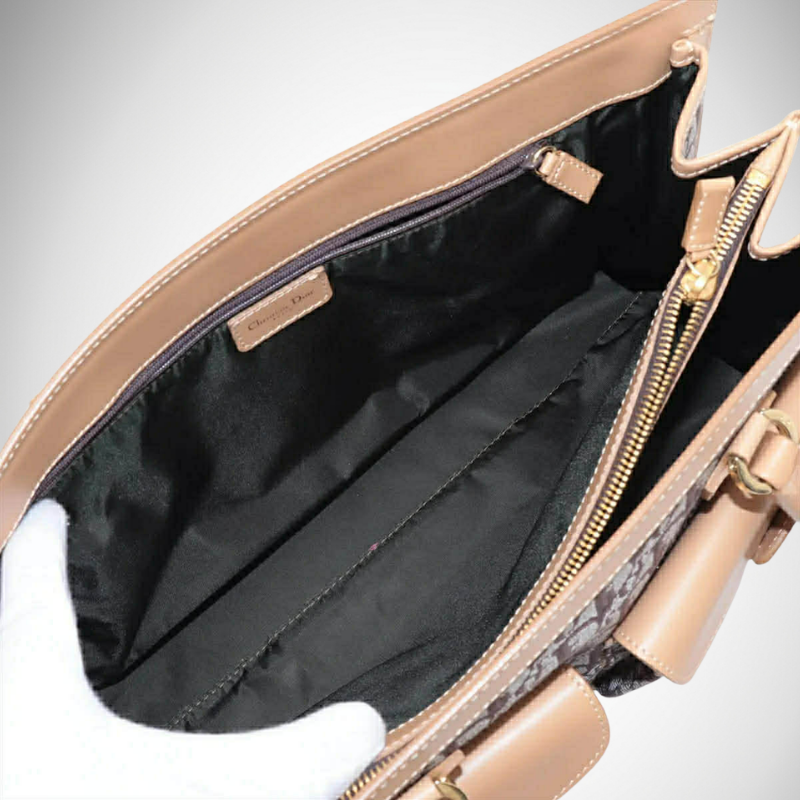 Christian Dior Diorissimo Trotter Canvas Double Pocket Tote Bag Brown thumbnail