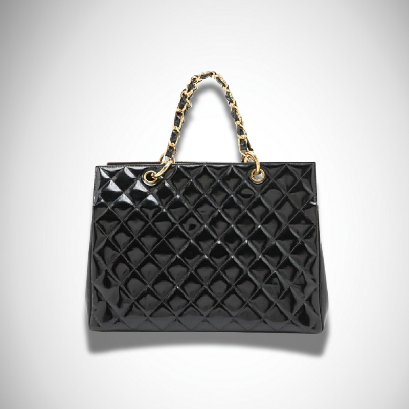 Chanel Vintage Patent Leather Grand Shopping Tote (GST) in Black alternate view