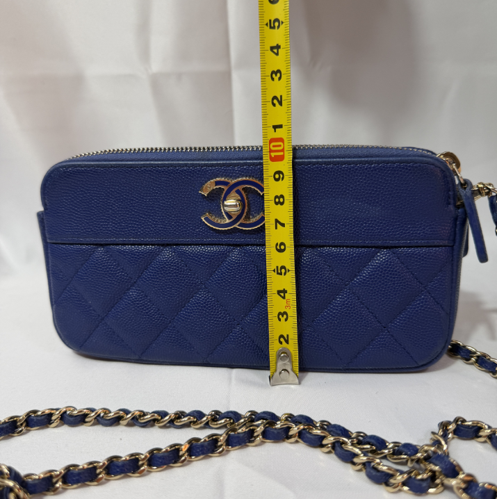 Chanel Archival Caviar Quilted Small Clutch in Light Blue thumbnail