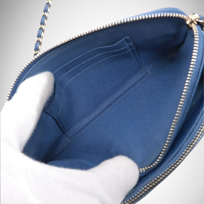 Chanel Caviar Quilted Small Clutch in Light Blue thumbnail