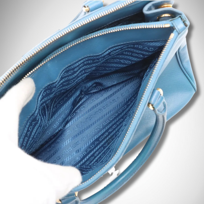 Prada Blue Saffiano Leather 2-Way Top Handle Bag thumbnail