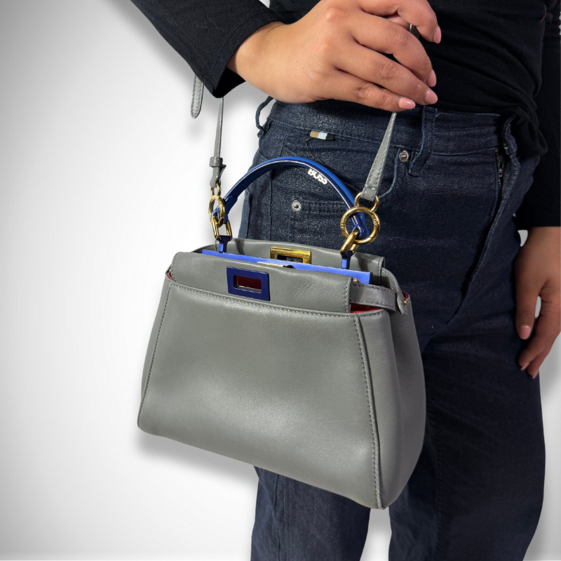 Fendi Peekaboo Mini 3-Colors Leather Top Handle Bag with Detachable Shoulder Strap thumbnail