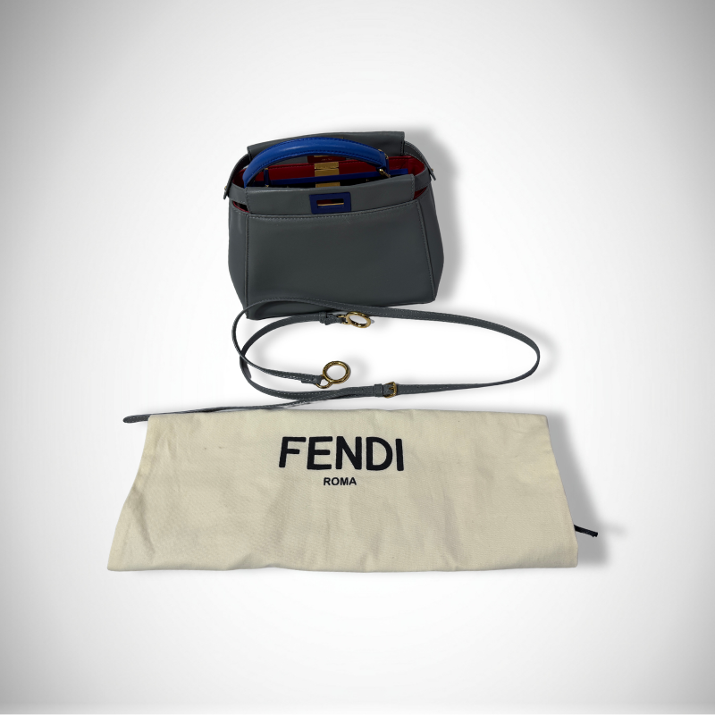 Fendi Peekaboo Mini 3-Colors Leather Top Handle Bag with Detachable Shoulder Strap thumbnail