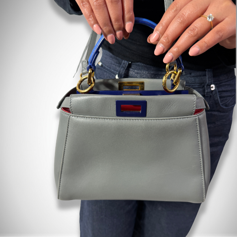 Fendi Peekaboo Mini 3-Colors Leather Top Handle Bag with Detachable Shoulder Strap thumbnail