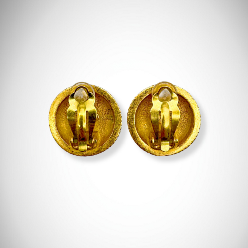 Chanel Vintage Archival CC Rope Motif Gold-tone Round Clip-on Stud Earrings alternate view