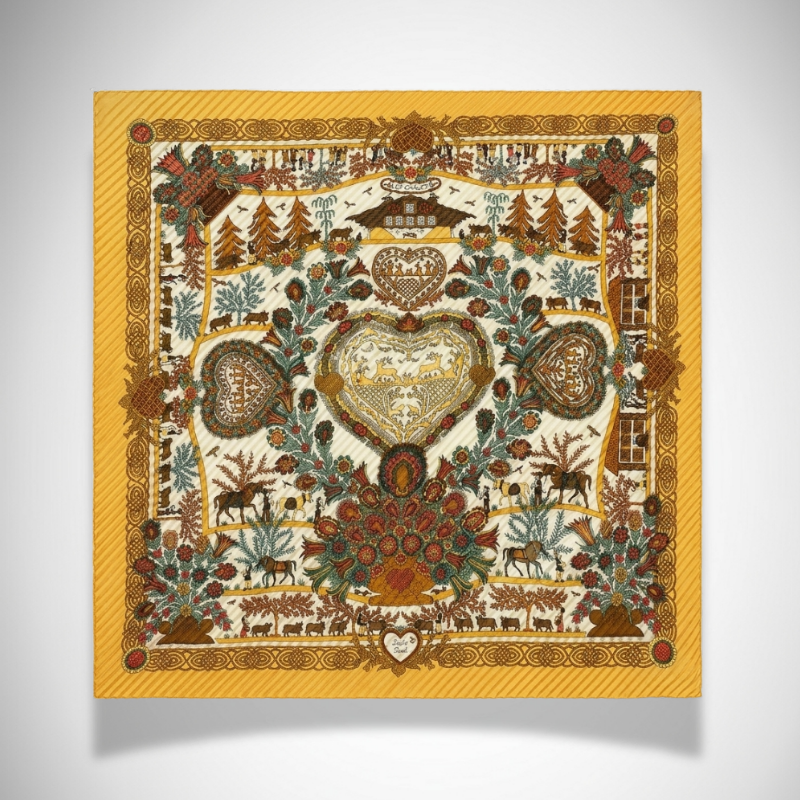 Hermès Carré 90 "Découpages" by Anne Rosat Silk Scarf